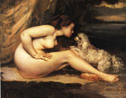 Gustave Courbet Nude with Dog oil painting picture